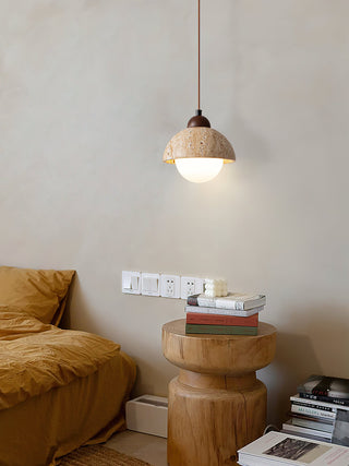Nora Dome Natural Yellow Travertine Pendant Light