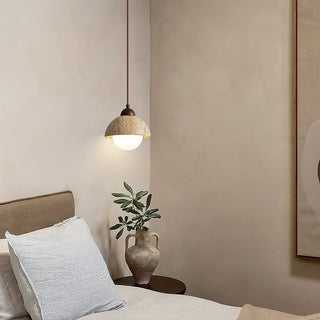 Nora Dome Natural Yellow Travertine Pendant Light