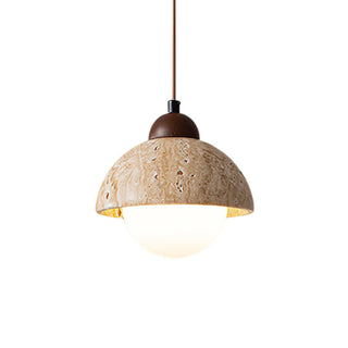 Nora Dome Natural Yellow Travertine Pendant Light