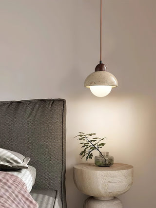 Nora Dome Natural Yellow Travertine Pendant Light