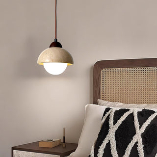 Nora Dome Natural Yellow Travertine Pendant Light