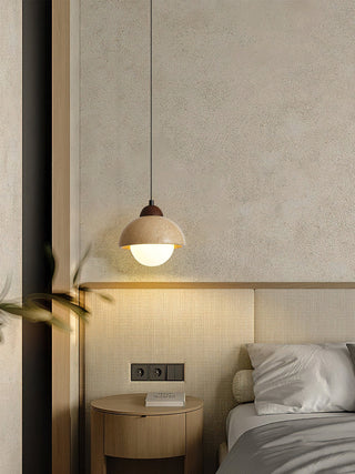 Nora Dome Natural Yellow Travertine Pendant Light