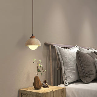 Nora Dome Natural Yellow Travertine Pendant Light
