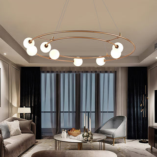 Nova Double-Ring Opal Globe Chandelier