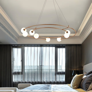 Nova Double-Ring Opal Globe Chandelier