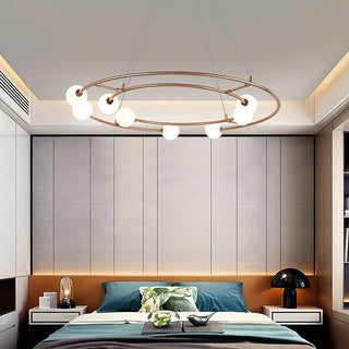 Nova Double-Ring Opal Globe Chandelier
