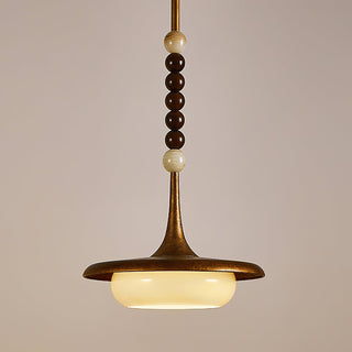 Oluce Wood Beaded Pendant Light