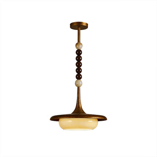 Oluce Wood Beaded Pendant Light