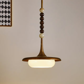 Oluce Wood Beaded Pendant Light