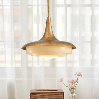 Avero Mid Century Brass Glass Pendant Light