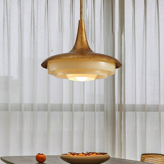 Avero Mid Century Brass Glass Pendant Light