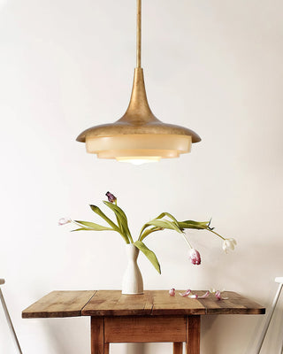 Avero Mid Century Brass Glass Pendant Light