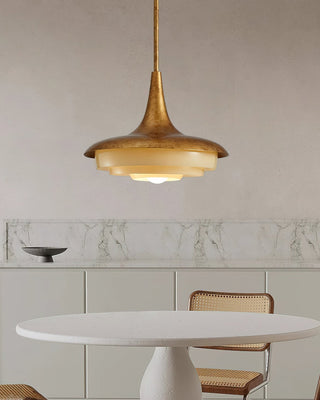 Avero Mid Century Brass Glass Pendant Light