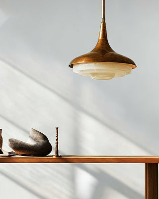 Avero Mid Century Brass Glass Pendant Light