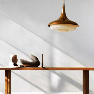 Avero Mid Century Brass Glass Pendant Light