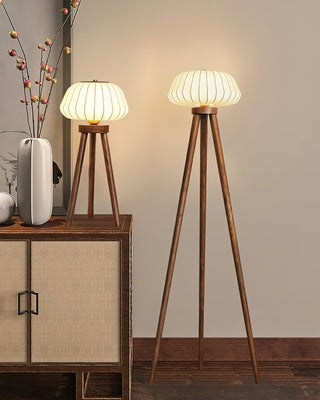 Orbit Tripod Oriental Silk Floor Light