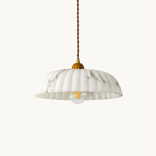 Lola Ribbed Ceramic & Brass Pendant Light