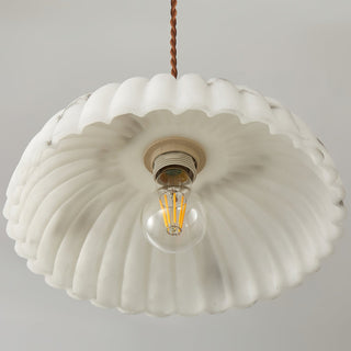 Lola Ribbed Ceramic & Brass Pendant Light