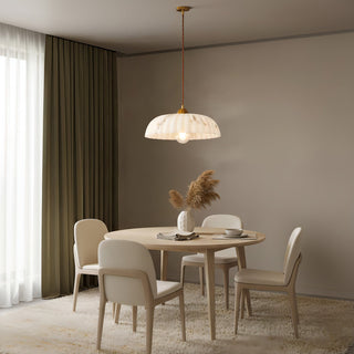 Lola Ribbed Ceramic & Brass Pendant Light
