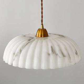 Lola Ribbed Ceramic & Brass Pendant Light