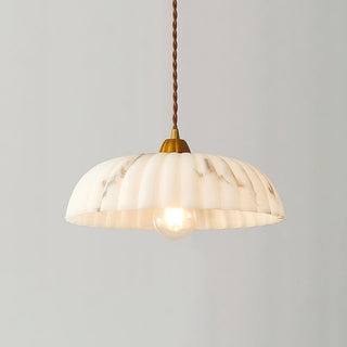Lola Ribbed Ceramic & Brass Pendant Light