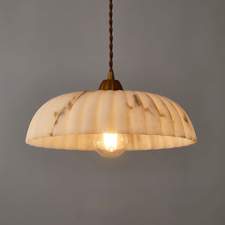 Lola Ribbed Ceramic & Brass Pendant Light