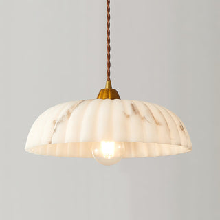 Lola Ribbed Ceramic & Brass Pendant Light