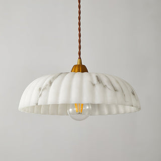Lola Ribbed Ceramic & Brass Pendant Light