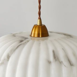 Lola Ribbed Ceramic & Brass Pendant Light