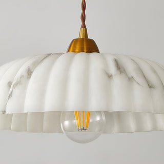 Lola Ribbed Ceramic & Brass Pendant Light