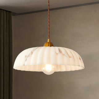 Lola Ribbed Ceramic & Brass Pendant Light