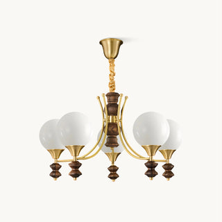 Orillia Modern Brass Wood Chandelier