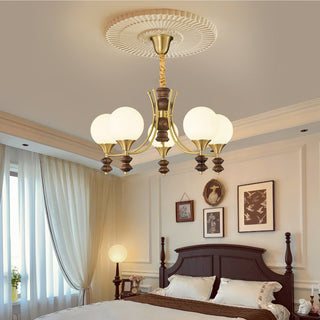 Orillia Modern Brass Wood Chandelier