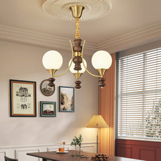Orillia Modern Brass Wood Chandelier