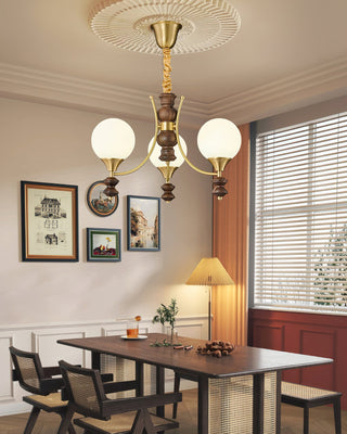 Orillia Modern Brass Wood Chandelier