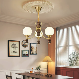 Orillia Modern Brass Wood Chandelier