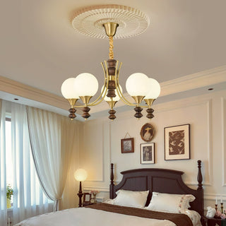 Orillia Modern Brass Wood Chandelier
