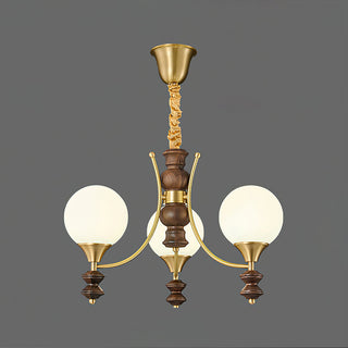 Orillia Modern Brass Wood Chandelier