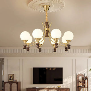 Orillia Modern Brass Wood Chandelier