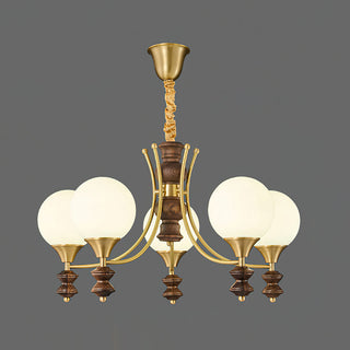 Orillia Modern Brass Wood Chandelier