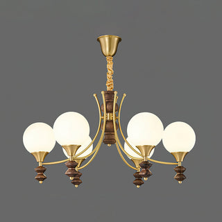 Orillia Modern Brass Wood Chandelier