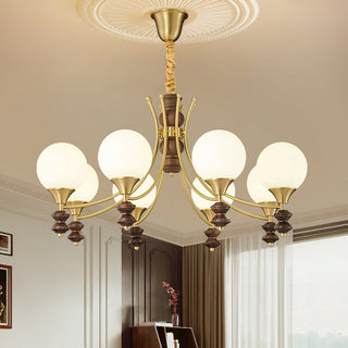 Orillia Modern Brass Wood Chandelier