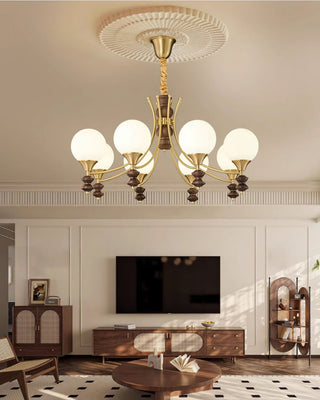 Orillia Modern Brass Wood Chandelier