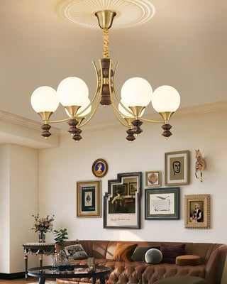 Orillia Modern Brass Wood Chandelier