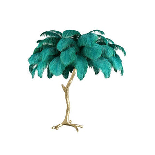 Swan Natural Ostrich Feather Table Light
