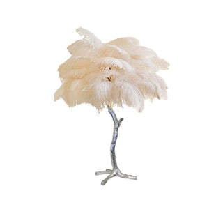 Swan Natural Ostrich Feather Table Light