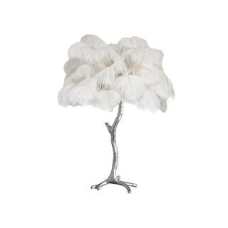 Swan Natural Ostrich Feather Table Light