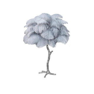 Swan Natural Ostrich Feather Table Light