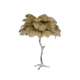 Swan Natural Ostrich Feather Table Light