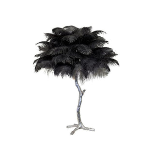 Swan Natural Ostrich Feather Table Light